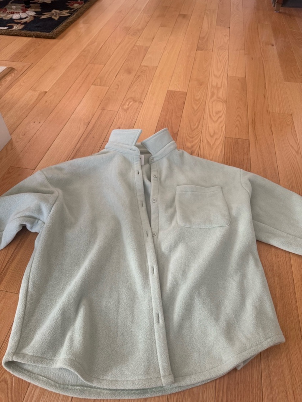 Light Mint Green Fleece button -Front Shirt Jacket